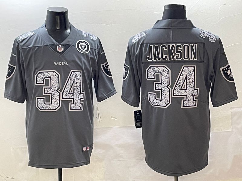 Men Oakland Raiders #34 Jackson Grey Nike 2025 Limited NFL Jersey style 2